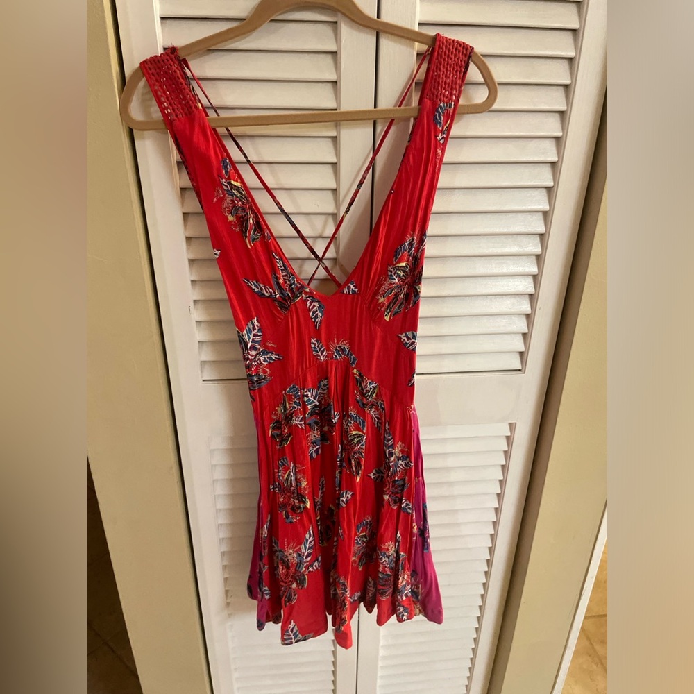 Floral red and pink free people dress